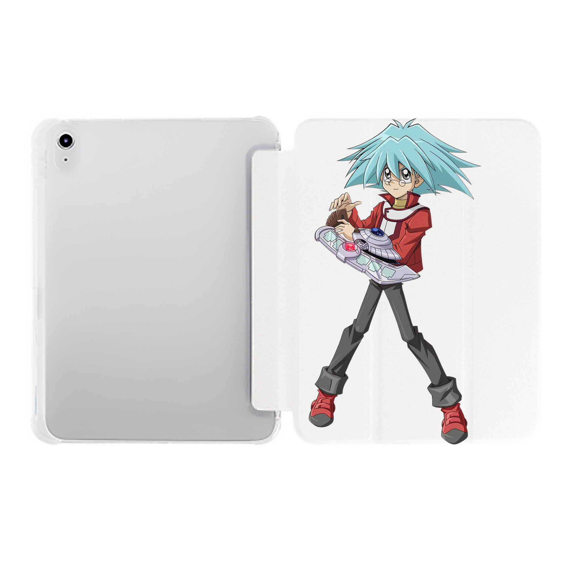 （画像用） 遊☆戯☆王 Yu-Gi-Oh! IPad ケース ペン収納付き 三つ折りスタンド PUレザー×シリコン 対応機種9.5/10.5/10.9インチ